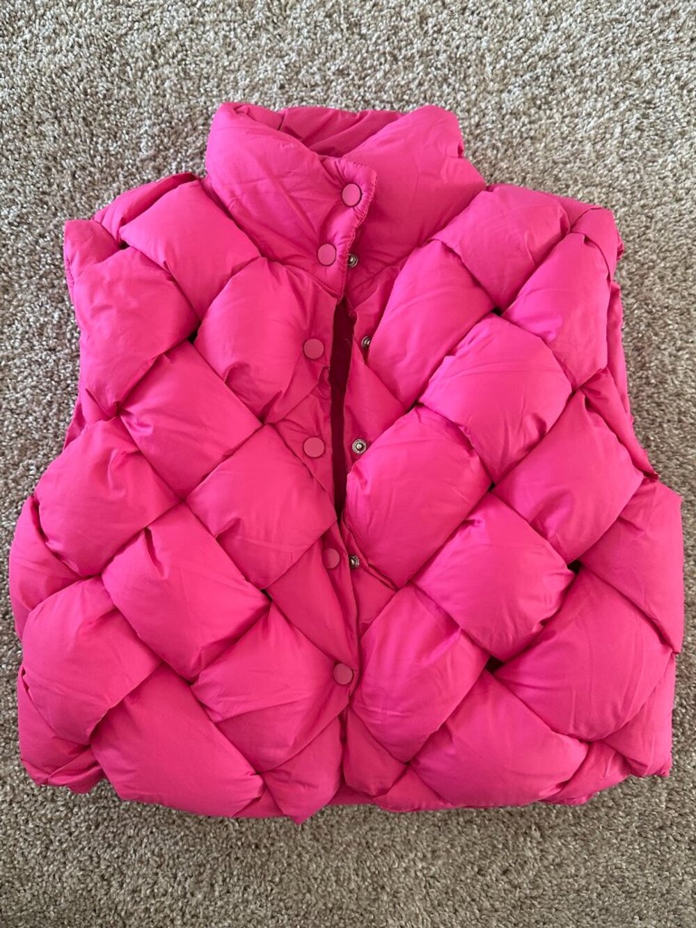 IMMODEL Hot Pink Woven Puffer Vest Size Small